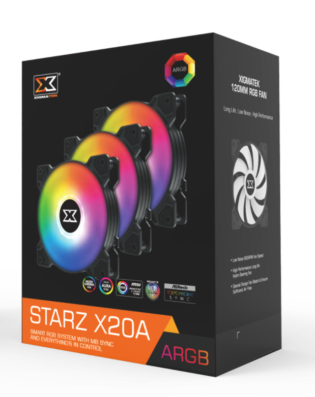 Quạt dùng cho máy tính Xigmatek STARZ X20A ( BLACK ARGB x3)