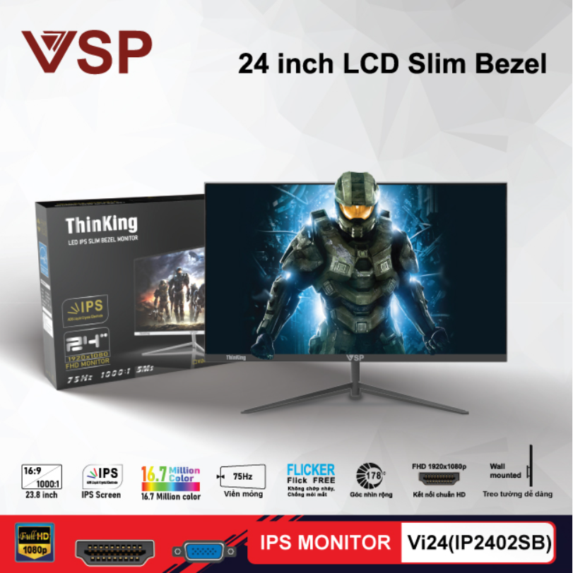LCD IPS FullHD 100Hz VSP ThinKing 24inch tràn viền Slim Bezel