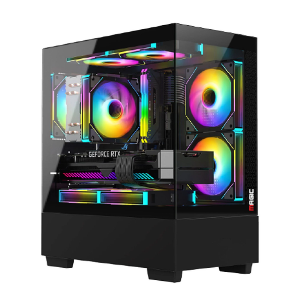  Thùng máy Case Magic MIX-Tower Đen | M-ATX,  + FAN RGB 