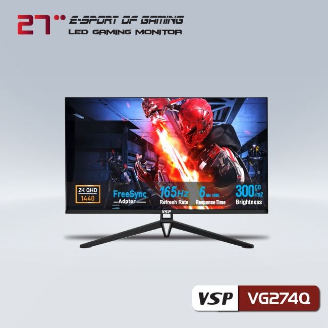 Màn Hình Gaming VSP VG274Q  27 inch , 2K, VA, 165Hz, 6ms, Phẳng