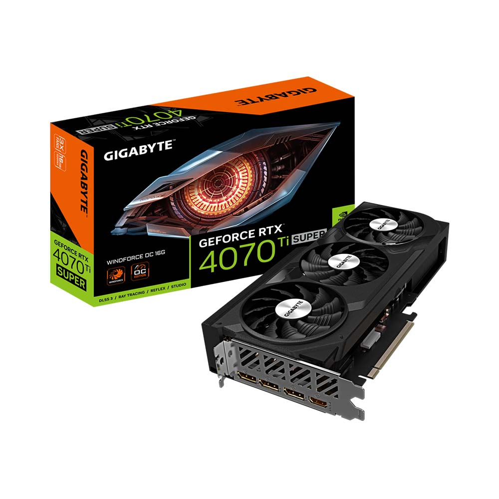 Card màn hình VGA GIGABYTE GeForce RTX 4070 Ti SUPER WINDFORCE OC 16G (GV-N407TSWF3OC-16GD)