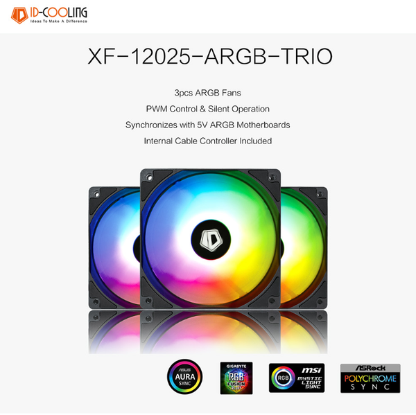  Fan Id Cooling Xf-12025-ARGB Trio 3Pcs Pack 