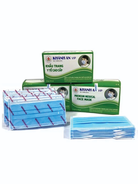 KHẨU TRANG Y TẾ 4 LỚP VẢI KHÁNG KHUẨN CAO CẤP - THƯƠNG HIỆU KHÁNH AN (Hộp 50 cái)