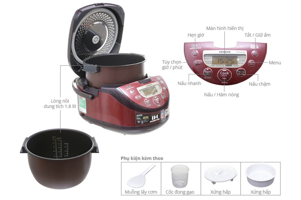 Nồi cơm điện cao tần Hitachi 1.8 lít RZ-GHE18