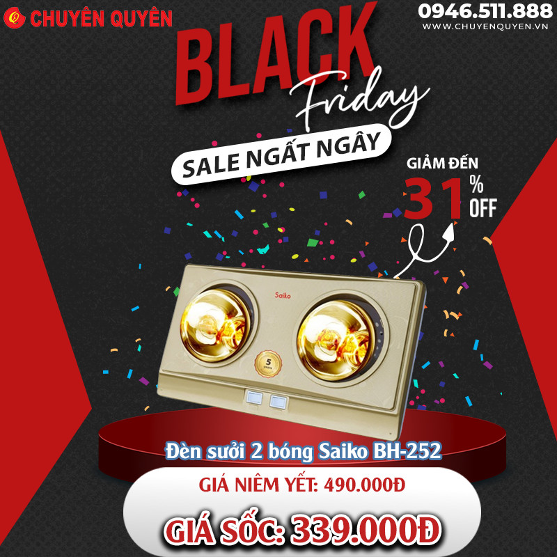 Đèn sưởi 2 bóng Saiko BH-252