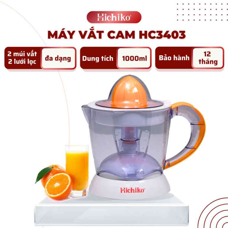 Máy vắt cam 2 lưới lọc, 2 múi vắt Hichiko HC-3403G