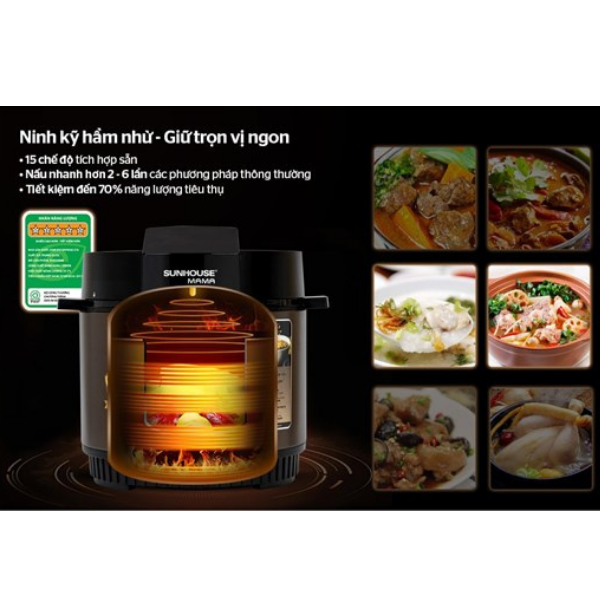 NỒI ÁP SUẤT ĐIỆN TỬ ĐA NĂNG SUNHOUSE MAMA SHD1588B