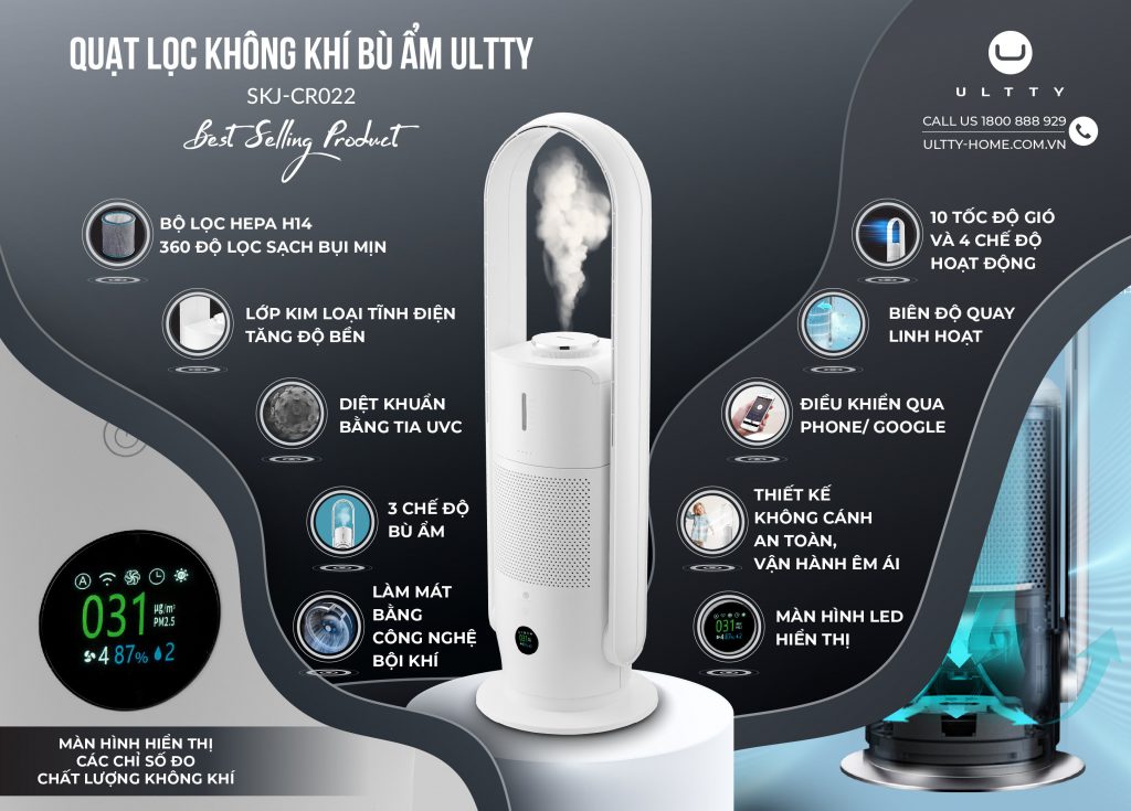 Quạt lọc không khí bù ẩm Ultty SKJ-CR022