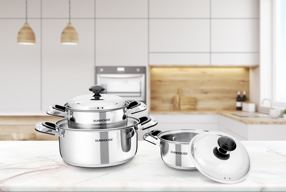 Bộ nồi inox 3 đáy SUNHOUSE SH333