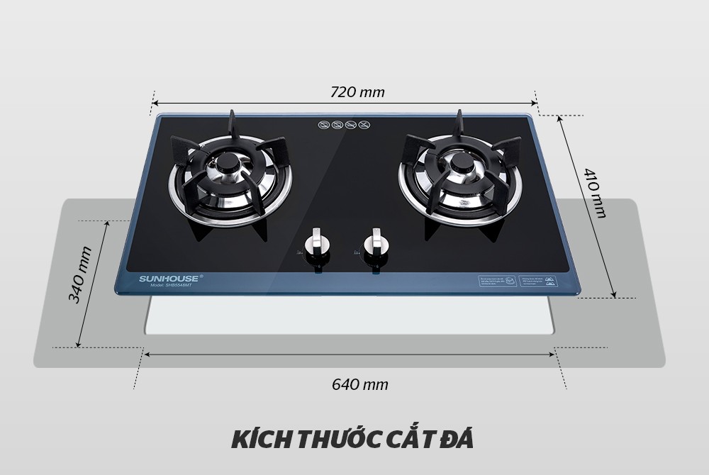 BẾP GAS ÂM KÍNH SUNHOUSE SHB5548MT