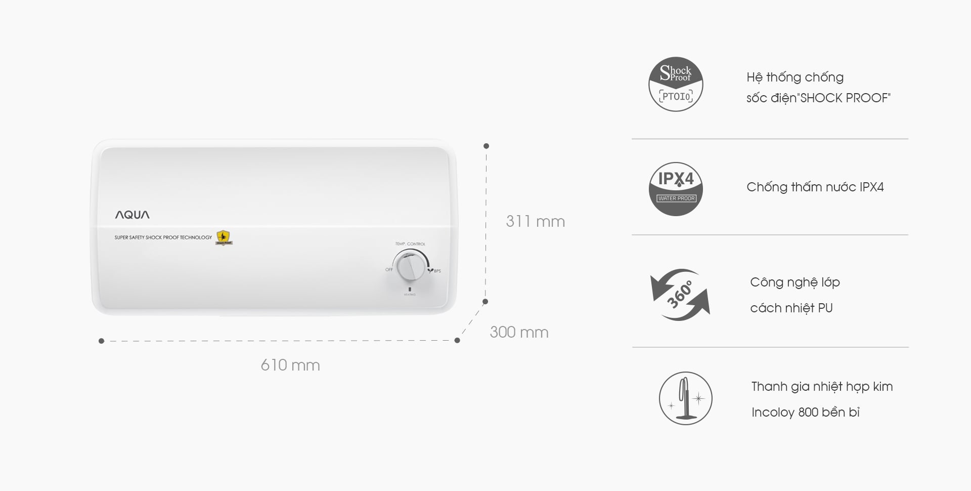 BÌNH NÓNG LẠNH AQUA 20 LÍT AQS-20HS1(W)