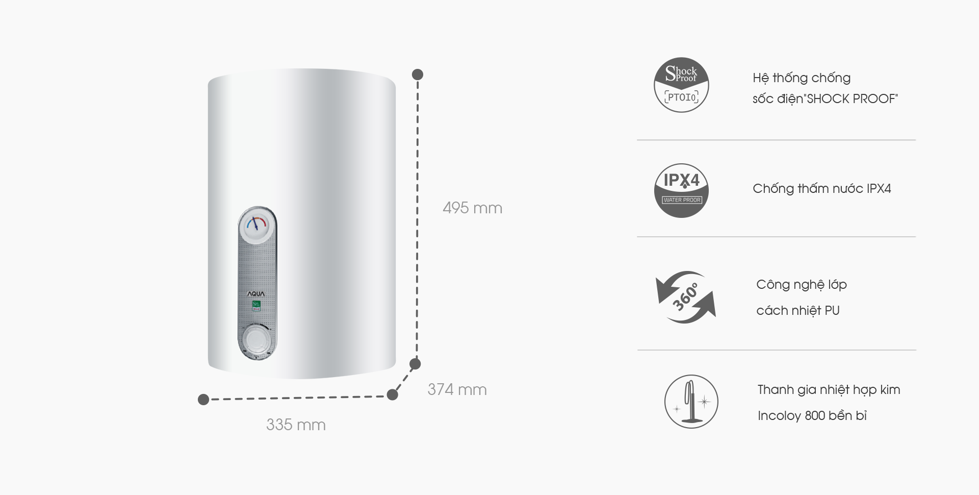 BÌNH NÓNG LẠNH AQUA 30 LÍT AES30V-E1(H)