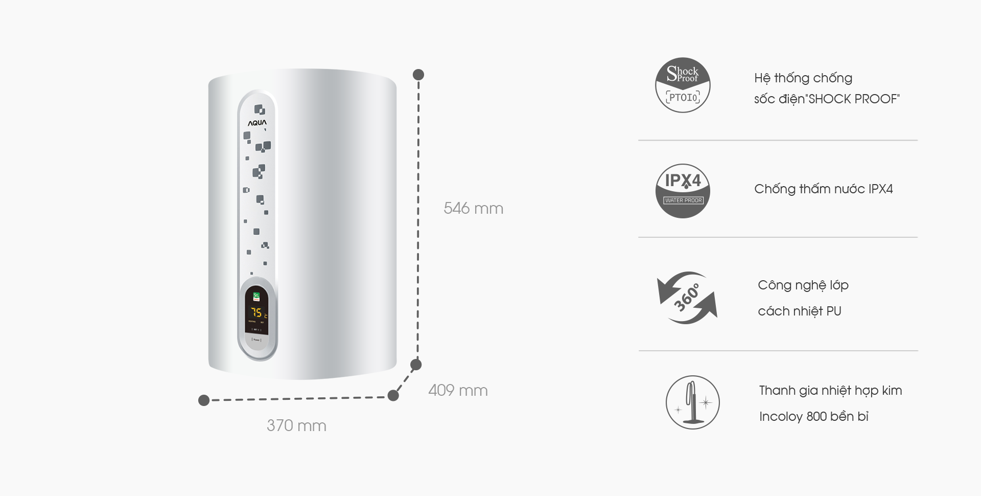 BÌNH NÓNG LẠNH AQUA 30 LÍT AFS30V-ED(H)