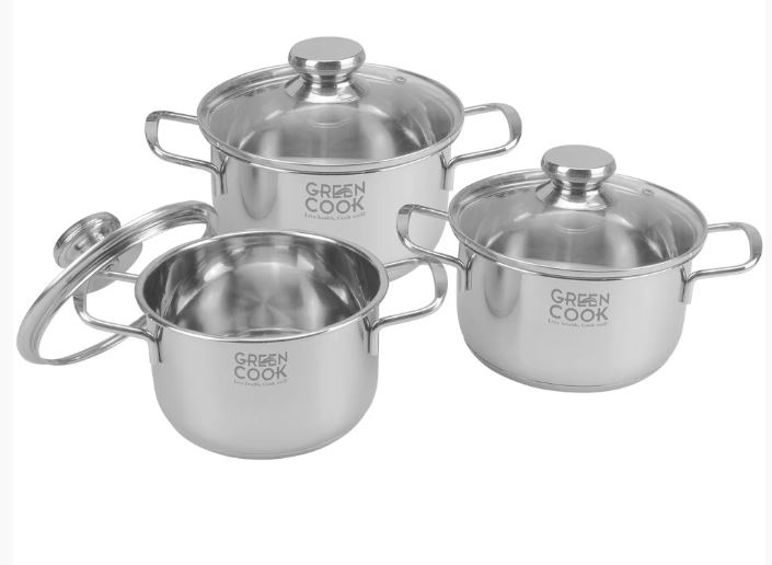 Bộ nồi Inox 3 đáy cao cấp Green Cook GCS06-T1