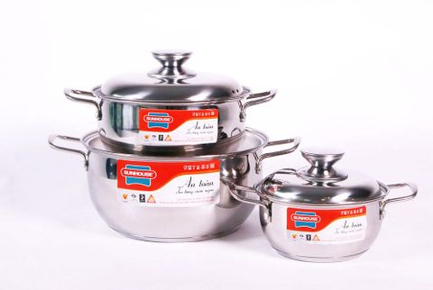 Bộ nồi inox 3 đáy SUNHOUSE SH335
