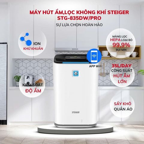 Máy hút ẩm kết hợp lọc không khí Steiger STG - 835DW/PRO