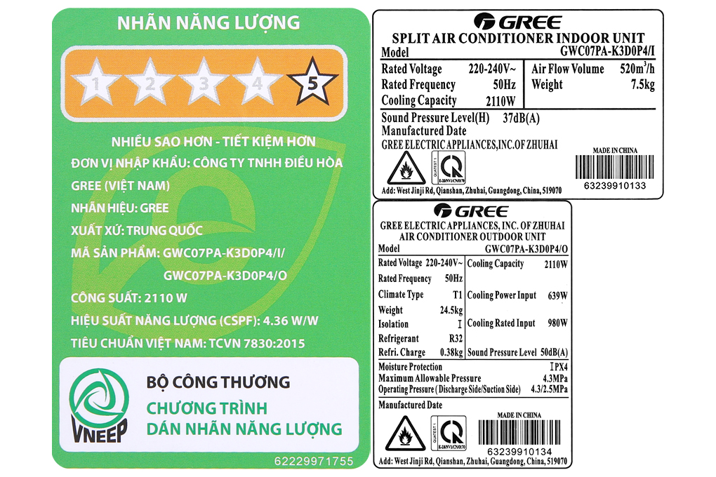 Điều hòa Gree Inverter 0.8 HP GWC07PA-K3D0P4