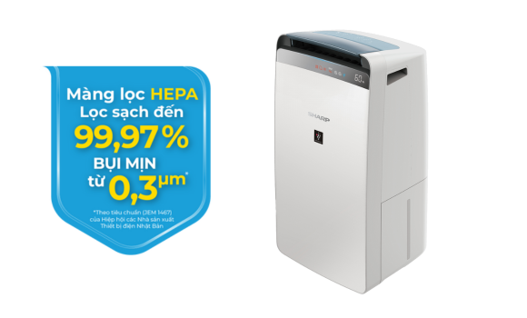 Máy lọc không khí và hút ẩm Sharp DW-J20FV-W (52m²/20lít)