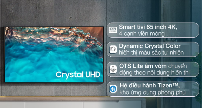 Smart Tivi Samsung 4K Crystal UHD 65 inch UA65BU8000