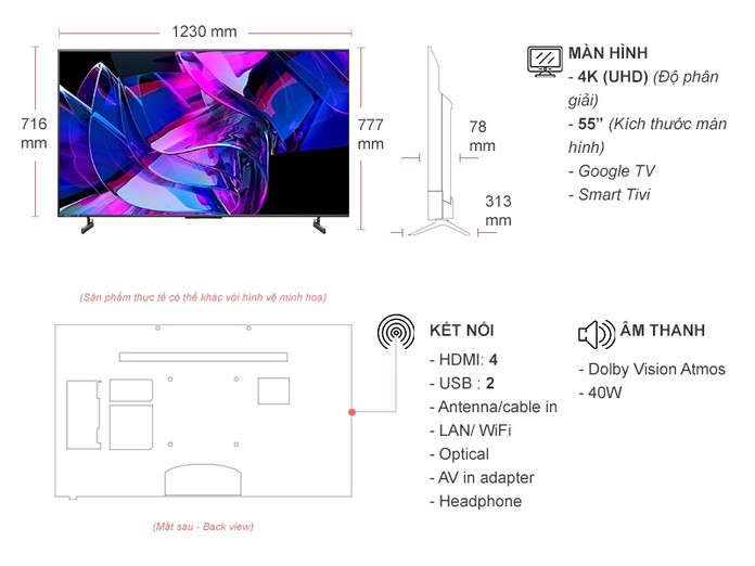 Smart Tivi ULED Mini-LED Hisense 4K 55 inch 55U7K