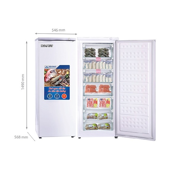 Tủ đông đứng Hòa Phát HUF 450SR1 208 lít 7 ngăn