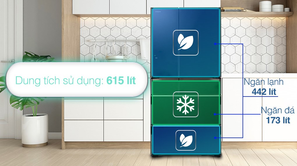 Tủ lạnh Hitachi Inverter 615 lít Multi Door R-WX620KV