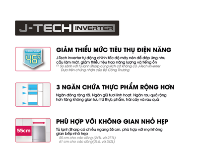 Tủ Lạnh Sharp Inverter 253 Lít SJ-X281E-DS