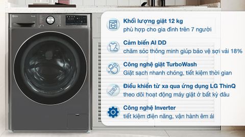 Máy giặt lồng ngang LG AI DD Inverter 12Kg FV1412S3B