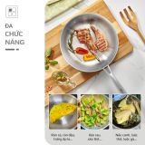 Chảo Inox Chống Dính Tự Nhiên Olivo Steve 2655 Đường Kính 26cm, Sâu 5.5cm, Nấu Được Trên Mọi Loại Bếp