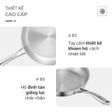 Chảo Inox Chống Dính Tự Nhiên Olivo Steve 2655 Đường Kính 26cm, Sâu 5.5cm, Nấu Được Trên Mọi Loại Bếp
