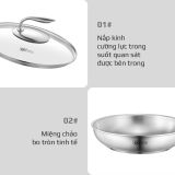 Chảo Inox Chống dính tự nhiên Olivo Steve X Pro - Đáy 5 Lớp, Đường Kính 24cm. Nấu Được Trên Mọi Loại Bếp