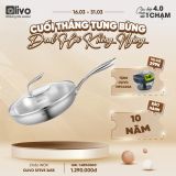 Chảo Inox Chống Dính Tự Nhiên Olivo Steve 2655 Đường Kính 26cm, Sâu 5.5cm, Nấu Được Trên Mọi Loại Bếp