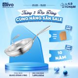 Chảo Inox Chống dính tự nhiên Olivo Steve X Pro - Đáy 5 Lớp, Đường Kính 24cm. Nấu Được Trên Mọi Loại Bếp