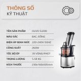 Máy Ép Chậm Đa Năng Olivo SJ200 - Tốc Độ Ép chỉ 39 vòng/phút – Ép Kiệt Bã 98% – Dễ Vệ Sinh