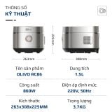 Nồi Cơm Điện OLIVO RC86 - Lòng Nồi INOX 304 Chống Dính Tự Nhiên, Nấu Cơm Ngon
