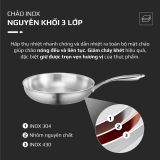 Chảo Inox Chống Dính Tự Nhiên Olivo Steve 2655 Đường Kính 26cm, Sâu 5.5cm, Nấu Được Trên Mọi Loại Bếp