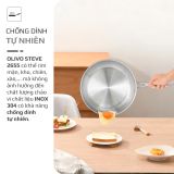 Chảo Inox Chống Dính Tự Nhiên Olivo Steve 2655 Đường Kính 26cm, Sâu 5.5cm, Nấu Được Trên Mọi Loại Bếp