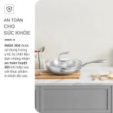 Chảo Inox Chống Dính Tự Nhiên Olivo Steve 2655 Đường Kính 26cm, Sâu 5.5cm, Nấu Được Trên Mọi Loại Bếp
