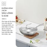 Chảo Inox Chống dính tự nhiên Olivo Steve X Pro - Đáy 5 Lớp, Đường Kính 24cm. Nấu Được Trên Mọi Loại Bếp