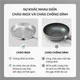 Chảo Inox Chống Dính Tự Nhiên Olivo Steve 2655 Đường Kính 26cm, Sâu 5.5cm, Nấu Được Trên Mọi Loại Bếp