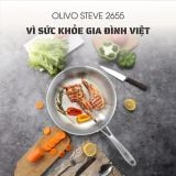 Chảo Inox Chống Dính Tự Nhiên Olivo Steve 2655 Đường Kính 26cm, Sâu 5.5cm, Nấu Được Trên Mọi Loại Bếp