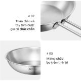Chảo Inox Olivo P2045 – Chống Dính Tự Nhiên, Đáy 3 Lớp, Đường Kính 20cm Nấu Được Trên Mọi Loại Bếp