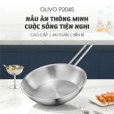 Chảo Inox Olivo P2045 – Chống Dính Tự Nhiên, Đáy 3 Lớp, Đường Kính 20cm Nấu Được Trên Mọi Loại Bếp