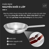 Chảo Inox Olivo P2045 – Chống Dính Tự Nhiên, Đáy 3 Lớp, Đường Kính 20cm Nấu Được Trên Mọi Loại Bếp