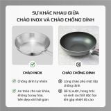 Chảo Inox Olivo P2045 – Chống Dính Tự Nhiên, Đáy 3 Lớp, Đường Kính 20cm Nấu Được Trên Mọi Loại Bếp