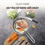 Chảo Inox Olivo P2045 – Chống Dính Tự Nhiên, Đáy 3 Lớp, Đường Kính 20cm Nấu Được Trên Mọi Loại Bếp