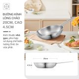 Chảo Inox Olivo P2045 – Chống Dính Tự Nhiên, Đáy 3 Lớp, Đường Kính 20cm Nấu Được Trên Mọi Loại Bếp