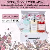  Set hộp quà Hoa 1 cặp gội xả phục hồi + 1 sữa tắm hoa hồng 