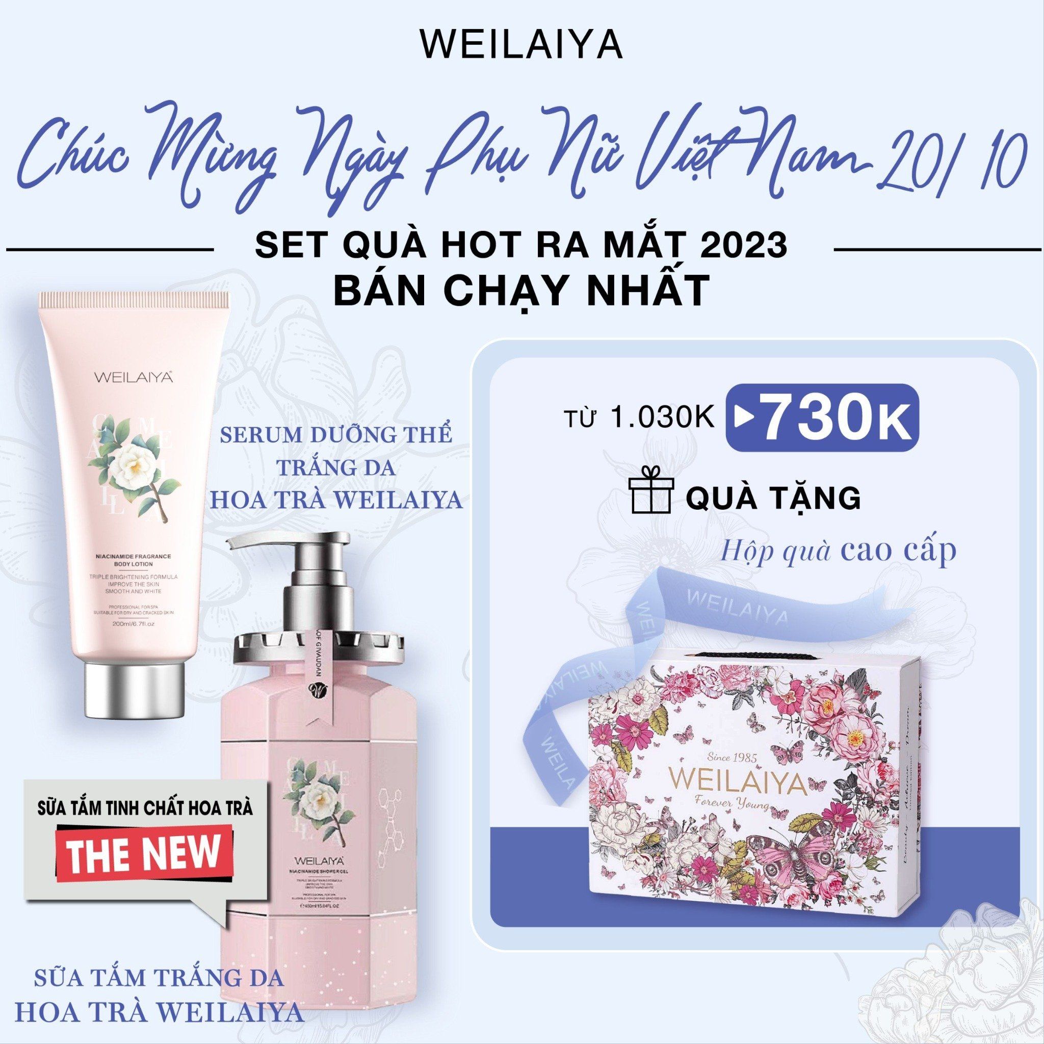  Set hộp quà Hoa sữa tắm hoa trà + dưỡng thể 