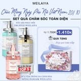  Set hộp quà Hoa 1 cặp gội xả phục hồi + 1 sữa tắm hoa hồng 